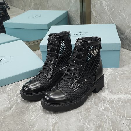 Prada Military Boots Eco-Friendly Beads Leather Marine Theme