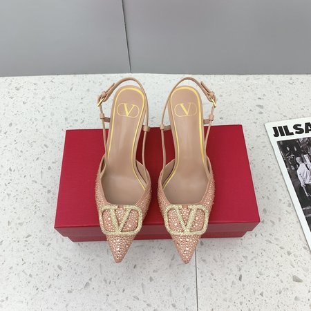 Valentino large and small diamond buckle high heels