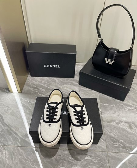 Chanel Diamond canvas loafers