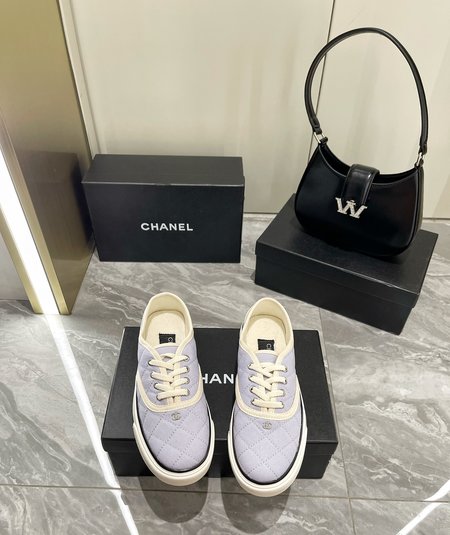 Chanel Diamond canvas loafers