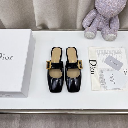 Dior D-Doll Roman Pumps Block Heel Square Toe Mary Jane Ballerinas