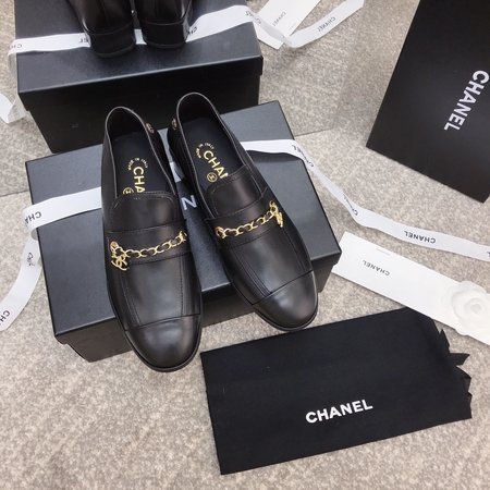 Chanel chain block heel loafers