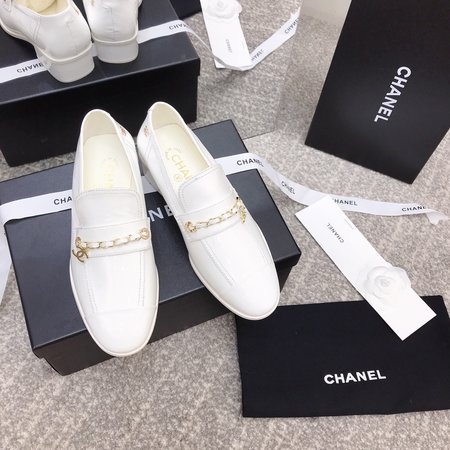 Chanel chain block heel loafers