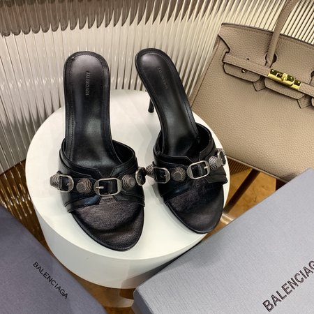 Balenciaga leather high heel slippers