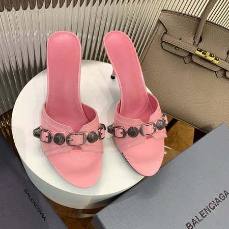 Balenciaga leather high heel slippers