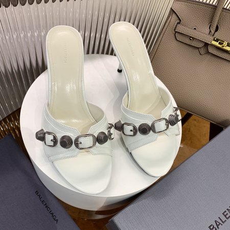 Balenciaga leather high heel slippers