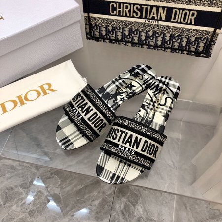 Dior jacquard embroidered slides