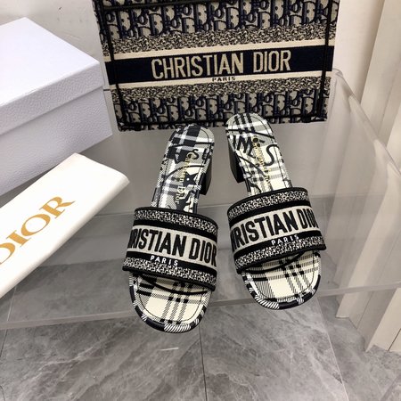 Dior jacquard embroidered slides