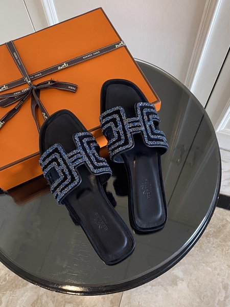 Hermes handmade slippers calfskin