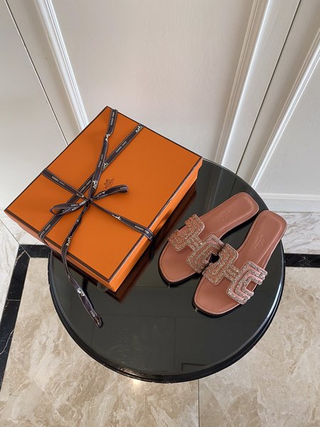 Hermes handmade slippers calfskin