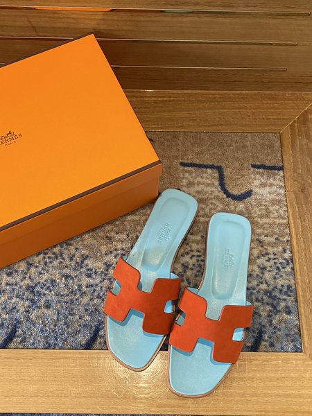 Hermes handmade slippers calfskin