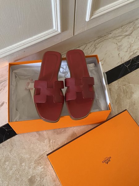 Hermes handmade slippers calfskin