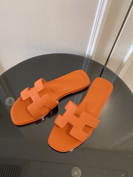 Hermes handmade slippers calfskin