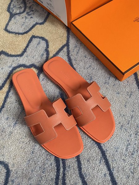 Hermes handmade slippers calfskin