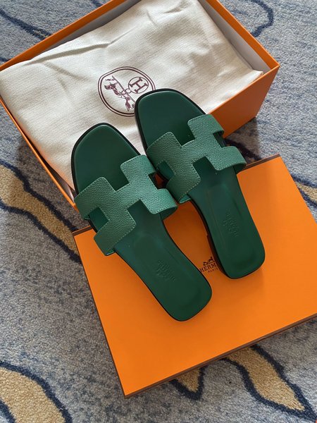 Hermes handmade slippers calfskin