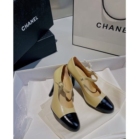 Chanel Mary Jane Shoes Classic Color Matching Element Big Logo