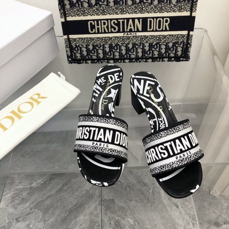 Dior jacquard embroidered slides