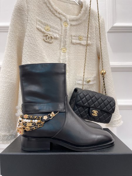 Chanel Jeweled Chain Boots