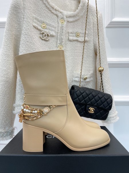 Chanel Jeweled Chain Boots