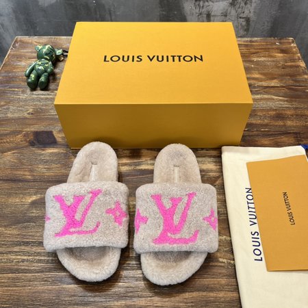 Louis Vuitton fur slippers