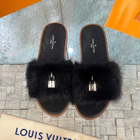 Louis Vuitton mink fur slippers