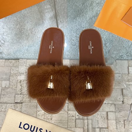 Louis Vuitton mink fur slippers