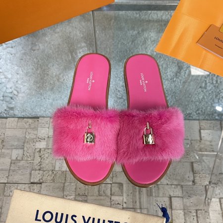 Louis Vuitton mink fur slippers