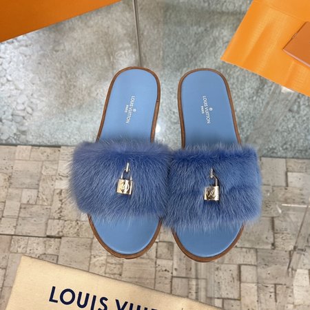 Louis Vuitton mink fur slippers