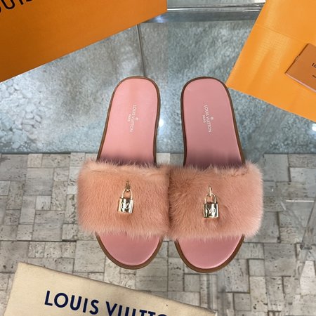 Louis Vuitton mink fur slippers