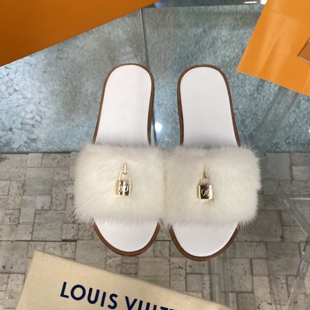 Louis Vuitton mink fur slippers