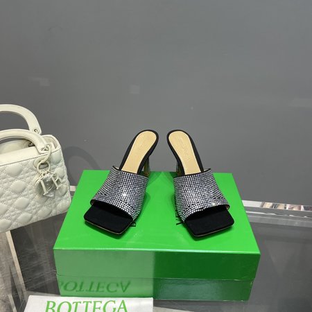 Bottega Veneta square toe high heel slippers