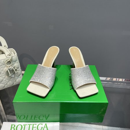 Bottega Veneta square toe high heel slippers