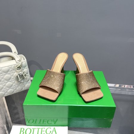 Bottega Veneta square toe high heel slippers