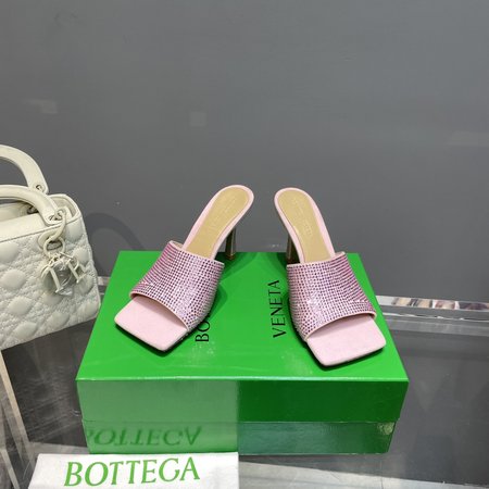 Bottega Veneta square toe high heel slippers