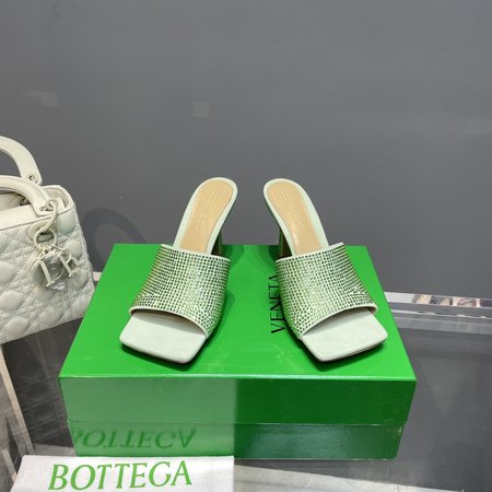 Bottega Veneta square toe high heel slippers