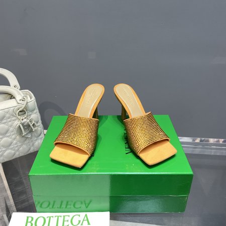 Bottega Veneta square toe high heel slippers