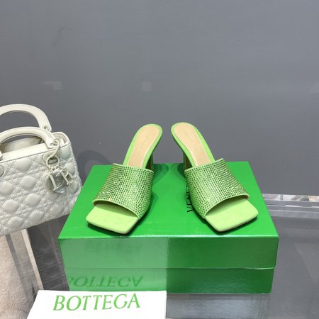 Bottega Veneta square toe high heel slippers