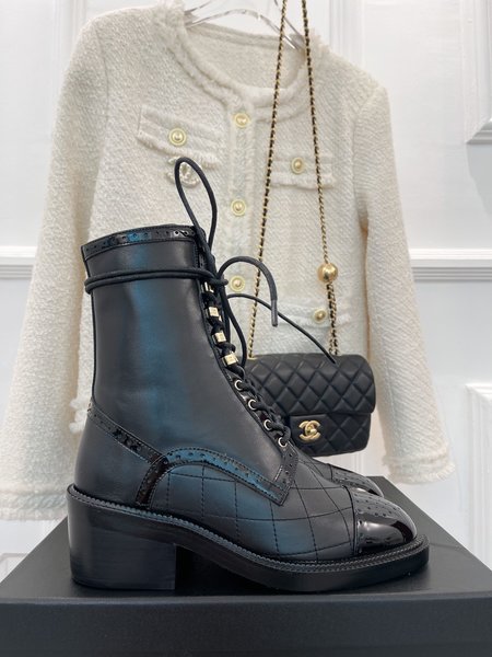 Chanel lace up martin boots