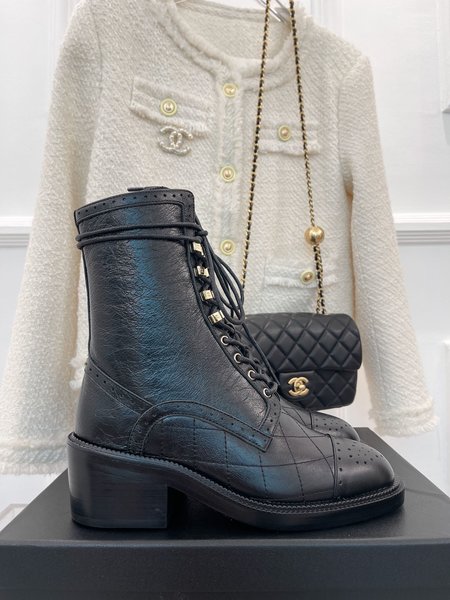 Chanel lace up martin boots