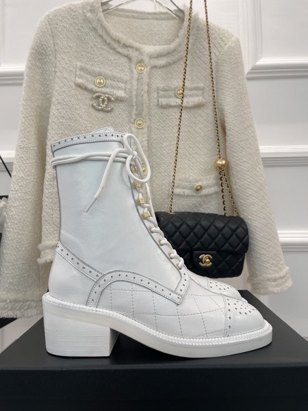 Chanel lace up martin boots