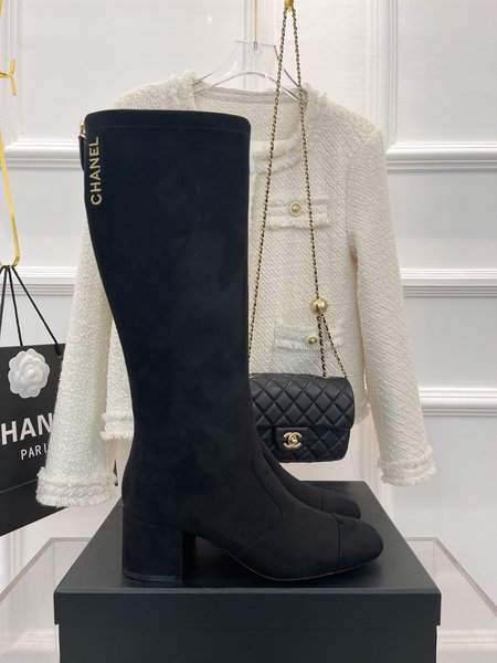 Chanel classic chunky heel stretch boots