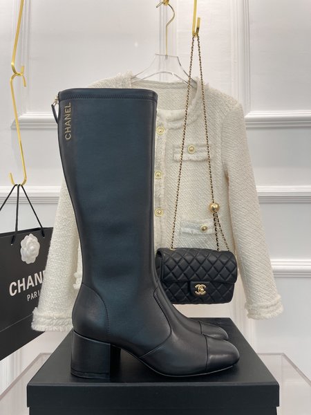 Chanel classic chunky heel stretch boots