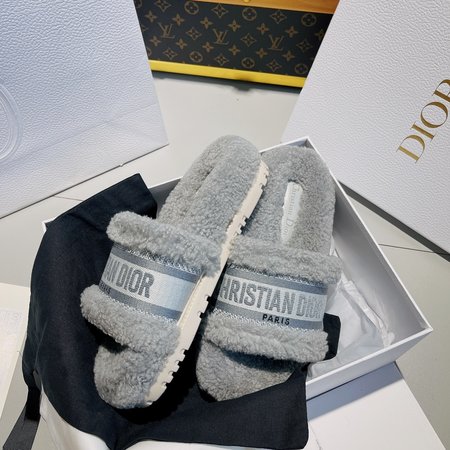 Dior platform fur slippers