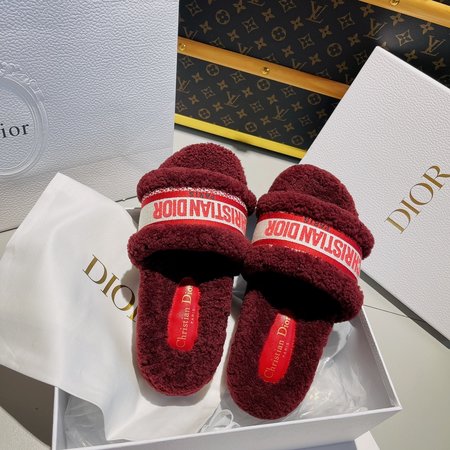 Dior platform fur slippers