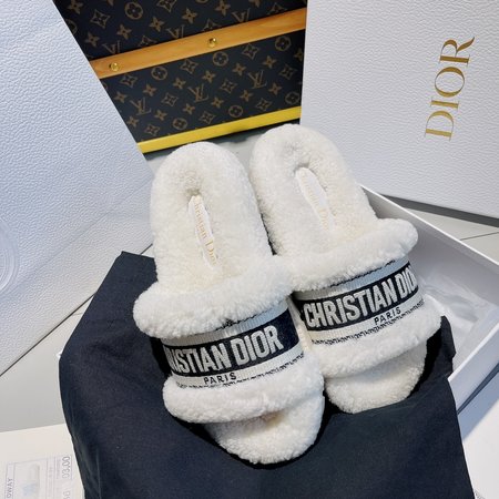 Dior platform fur slippers