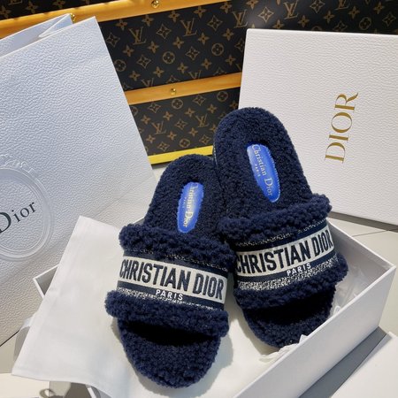 Dior platform fur slippers