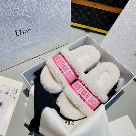 Dior platform fur slippers