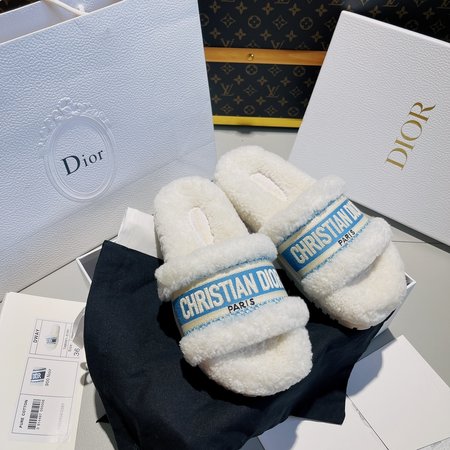 Dior platform fur slippers