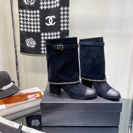 Chanel Mid-calf/tall boots with turned-up chain