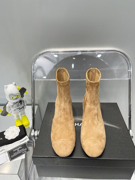 Chanel autumn winter ankle boots stretch sheepskin